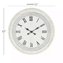 Outlet Kirklands Home White Distressed Wood Round Beaded Wall Clock