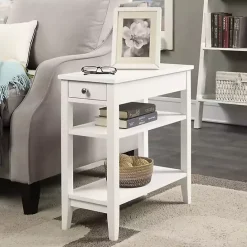 Kirklands Home Double Shelf Wood Accent Table White