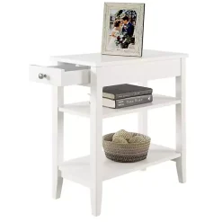 Kirklands Home Double Shelf Wood Accent Table White