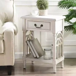 Clearance Kirklands Home 1-Drawer Cathedral Sides Accent Table White