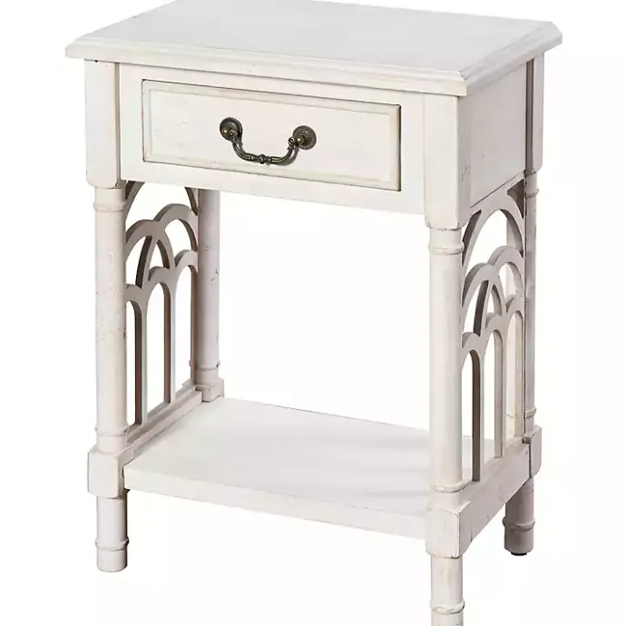 Clearance Kirklands Home 1-Drawer Cathedral Sides Accent Table White