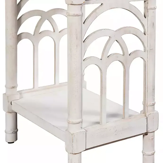 Clearance Kirklands Home 1-Drawer Cathedral Sides Accent Table White