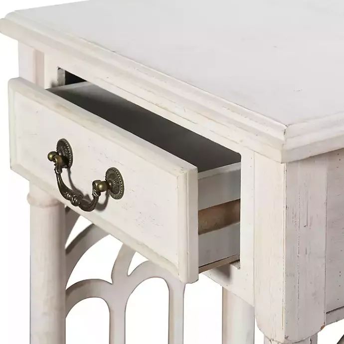 Clearance Kirklands Home 1-Drawer Cathedral Sides Accent Table White