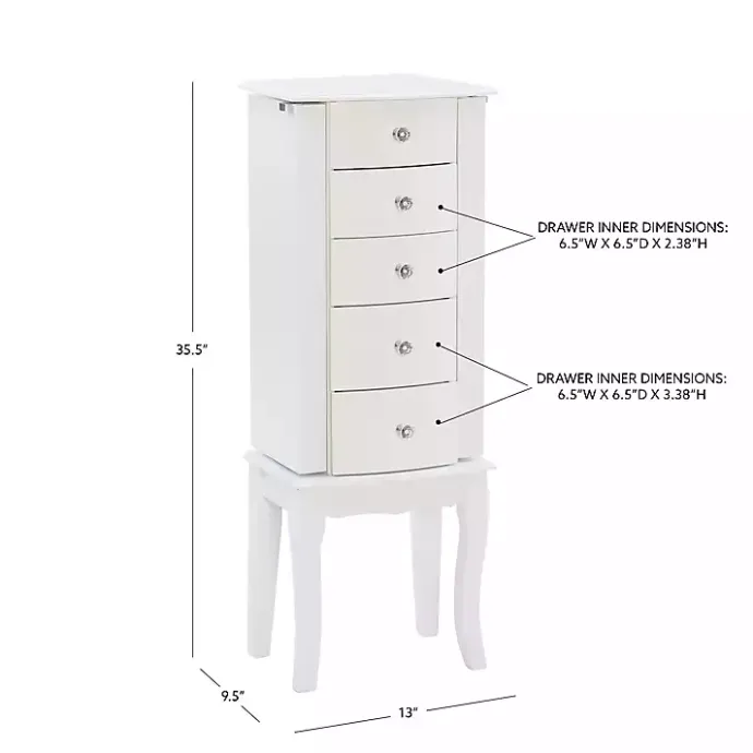 Discount Kirklands Home 5-Drawer Jasmine Petite Jewelry Armoire White