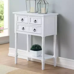 Sale Kirklands Home 3-Drawer Turned Legs Accent Table White