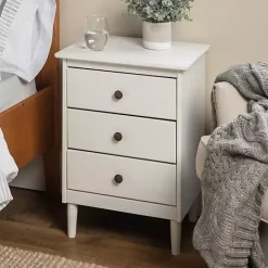 Clearance Kirklands Home 3-Drawer Wood Nightstand White