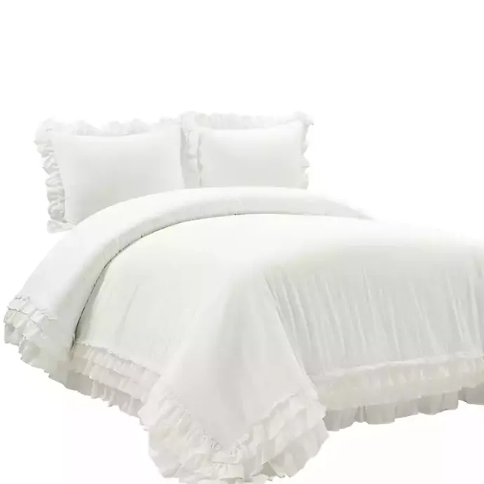 New Kirklands Home Ella Ruffle 3-pc. King Duvet Set White