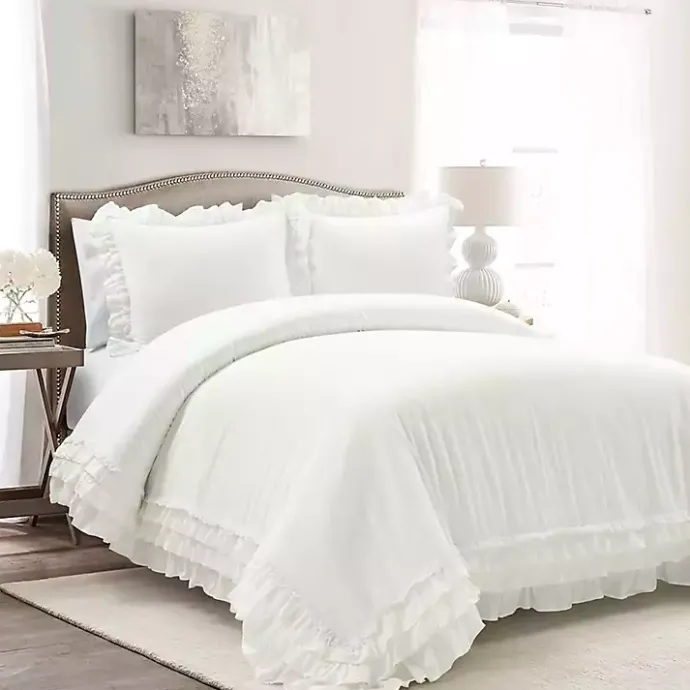 New Kirklands Home Ella Ruffle 3-pc. King Duvet Set White