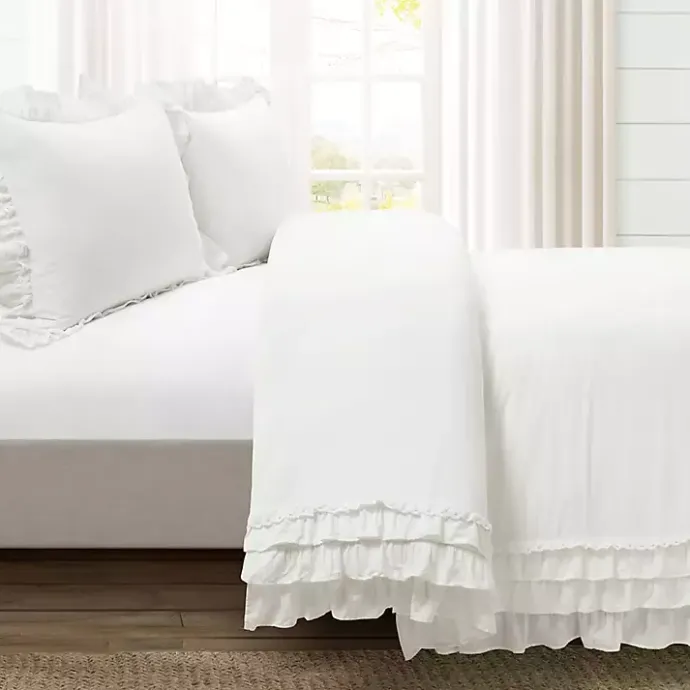 New Kirklands Home Ella Ruffle 3-pc. King Duvet Set White