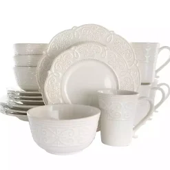 Kirklands Home Embossed Scalloped 16-pc. Dinnerware Set White