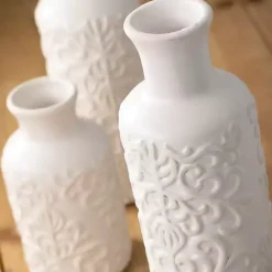 Online Kirklands Home Embossed Scrolling 3-pc. Vase Set White