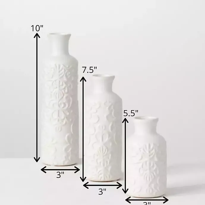 Online Kirklands Home Embossed Scrolling 3-pc. Vase Set White