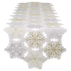 Sale Kirklands Home White Embroidered Snowflakes Table Runner