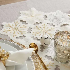 Sale Kirklands Home White Embroidered Snowflakes Table Runner