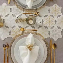 Sale Kirklands Home White Embroidered Snowflakes Table Runner