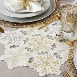 Sale Kirklands Home White Embroidered Snowflakes Table Runner