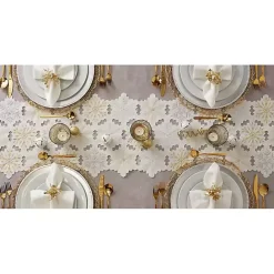 Sale Kirklands Home White Embroidered Snowflakes Table Runner