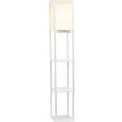 Kirklands Home Etagere Shelf Charging Floor Lamp White