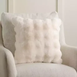 Hot Kirklands Home Faux Fur Bubble Pillow White