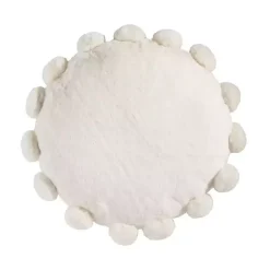 Clearance Kirklands Home Faux Fur Round Pom Pom Throw Pillow White