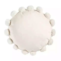 Clearance Kirklands Home Faux Fur Round Pom Pom Throw Pillow White