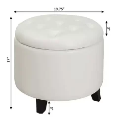Discount Kirklands Home Faux Leather Eliza Round Storage Ottoman White