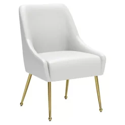 New Kirklands Home Faux Leather Gold Maxine Dining Chair White