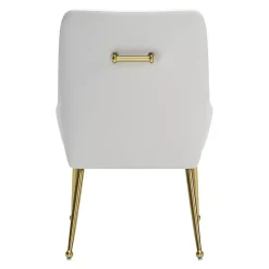New Kirklands Home Faux Leather Gold Maxine Dining Chair White