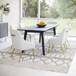 New Kirklands Home Faux Leather Gold Maxine Dining Chair White