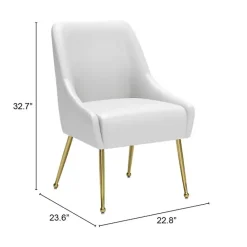 New Kirklands Home Faux Leather Gold Maxine Dining Chair White