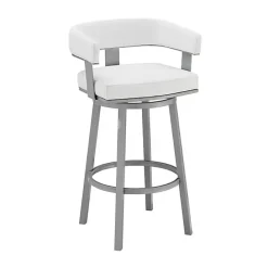 Outlet Kirklands Home Faux Leather Lorin Swivel Counter Stool White