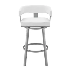 Outlet Kirklands Home Faux Leather Lorin Swivel Counter Stool White