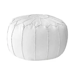 Sale Kirklands Home Faux Leather Pouf White