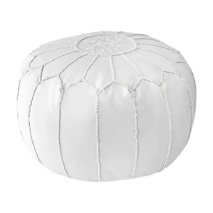 Sale Kirklands Home Faux Leather Pouf White