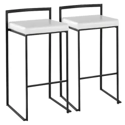 Online Kirklands Home Faux Leather Stackable Bar Stools, Set of 2 White