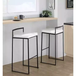 Online Kirklands Home Faux Leather Stackable Bar Stools, Set of 2 White