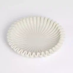 Discount Kirklands Home Faux Marble Scalloped Decorative Bowl White