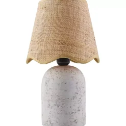 Discount Kirklands Home Faux Stone Table Lamp with Scalloped Shade White