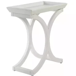 Discount Kirklands Home Fir Wood Curved Tray C-Table White