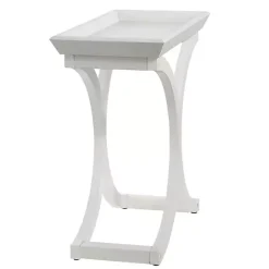 Discount Kirklands Home Fir Wood Curved Tray C-Table White