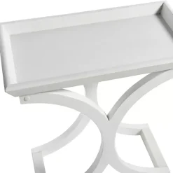 Discount Kirklands Home Fir Wood Curved Tray C-Table White
