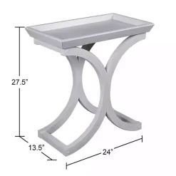 Discount Kirklands Home Fir Wood Curved Tray C-Table White