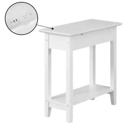 Outlet Kirklands Home Flip Top Charging Accent Table White