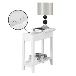 Outlet Kirklands Home Flip Top Charging Accent Table White