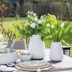 New Kirklands Home Floral Meadow Embossed Vase White