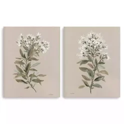 Discount Kirklands Home White Floral Stem Canvas Art Prints, Set of 2