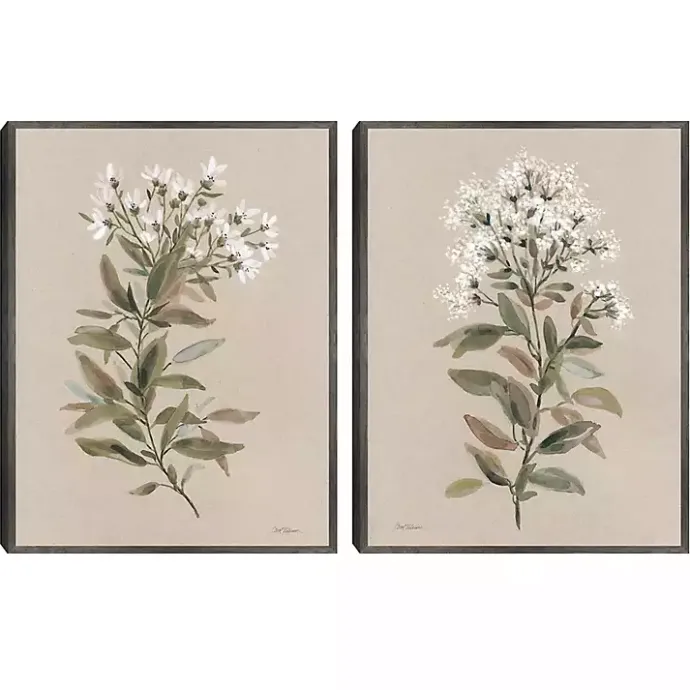 Clearance Kirklands Home White Floral Stems Framed Canvas Prints, Set of 2