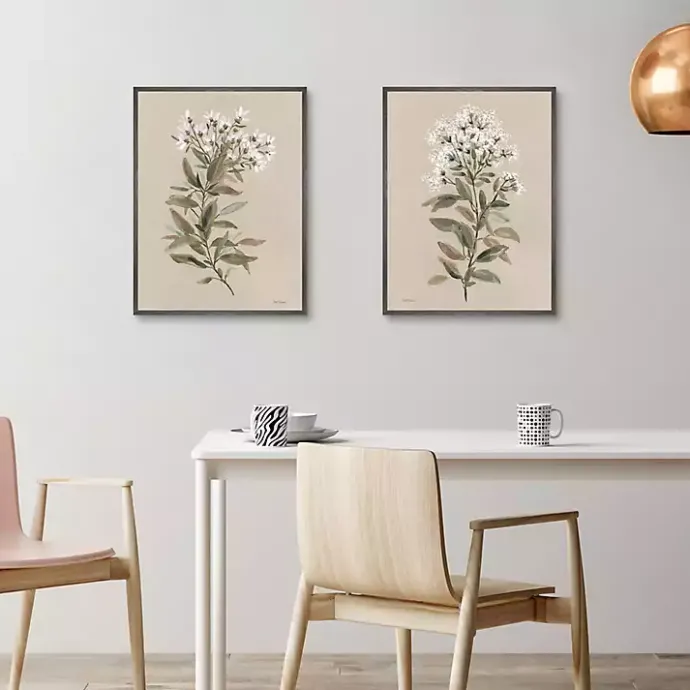 Clearance Kirklands Home White Floral Stems Framed Canvas Prints, Set of 2
