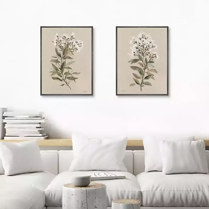 Clearance Kirklands Home White Floral Stems Framed Canvas Prints, Set of 2