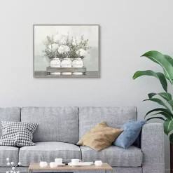 Kirklands Home Flower Jars Framed Canvas Art Print White